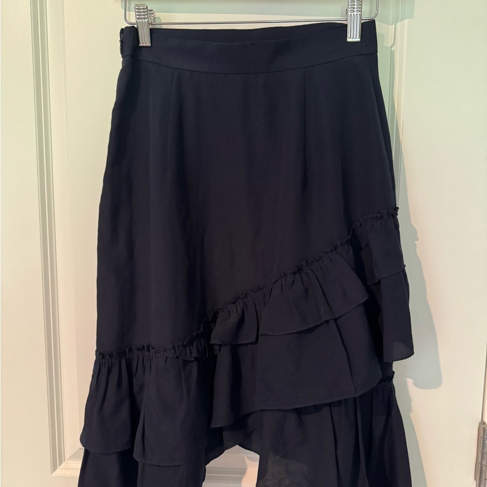 Club Monaco Black Asymmetrical Midi Skirt